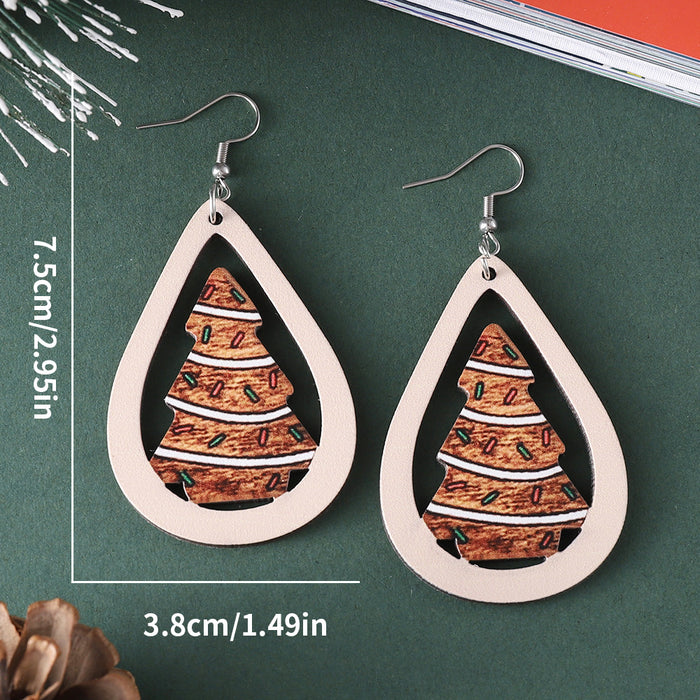 Wholesale Christmas ribbon dessert Christmas tree water drop pendant earrings