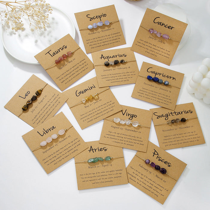 Wholesale Natural Stone 12 Zodiac Handmade Beaded Bracelet Friendship Jewelry Gift For Everyday Wear