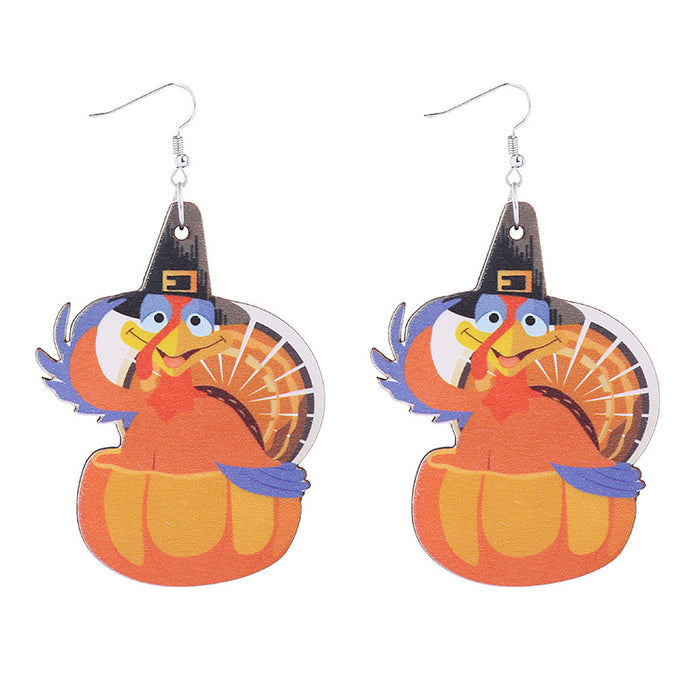 Wholesale Earrings Wooden Autumn Pumpkin Maple Leaf JDC-ES-ChTeng003