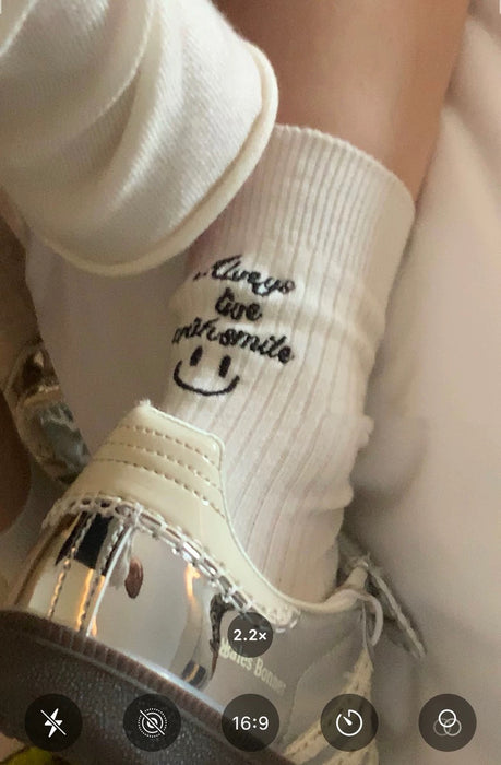 Wholesale Socks made of pure cotton with a middle tube, stacked with embroidery, vintage style, versatile and comfortable