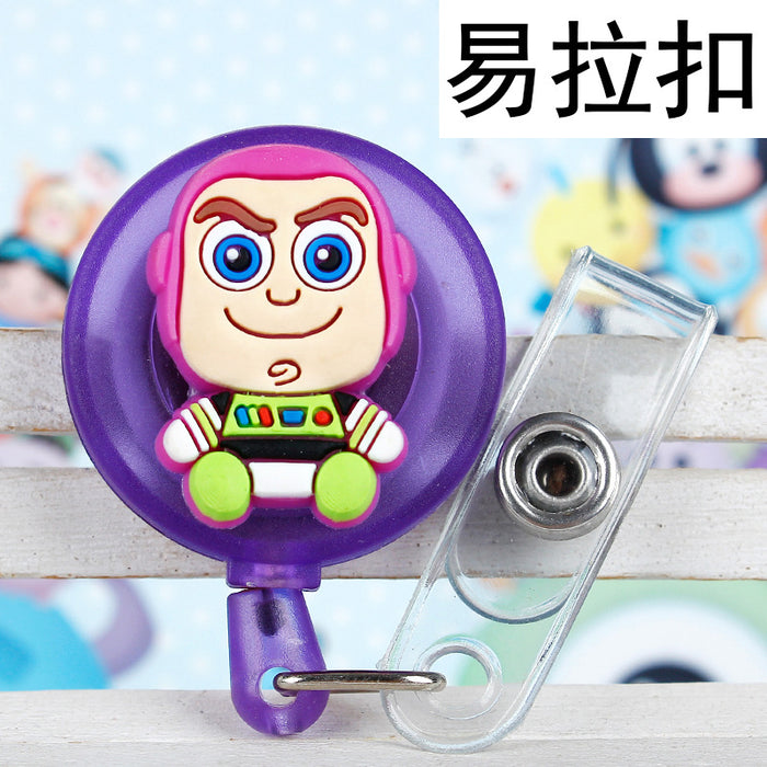 Wholesale Cartoon Badge Scroll Retractable Plastic Keychain JDC-KC-LuoKe004