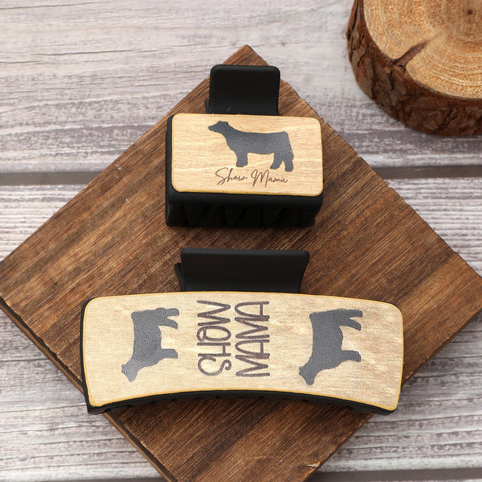 Wholesale Western Style Hairpin Combination suit Animal Pattern Leather Shark Clip Women' s Grab Clip Combination