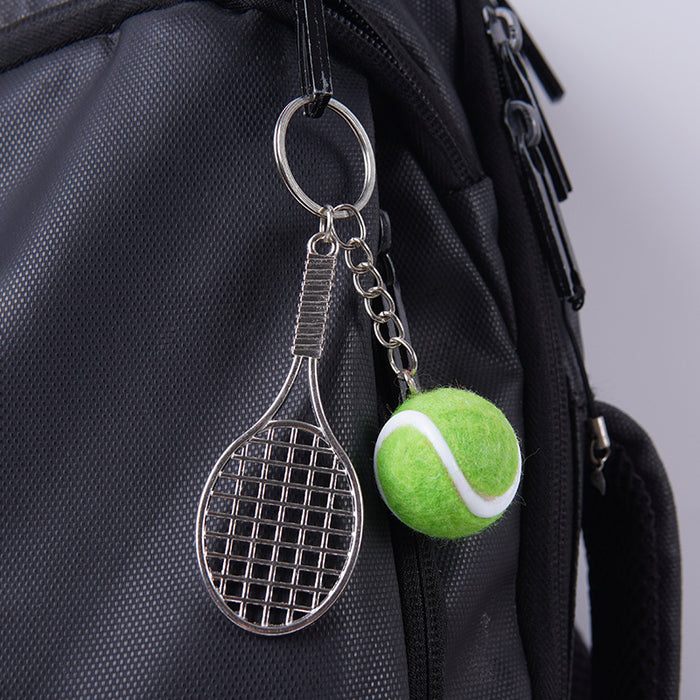 Wholesale Metal Tennis Racket Keychain Pendant Silver Blue Modern Minimalist Fashion Accessory MOQ≥2
