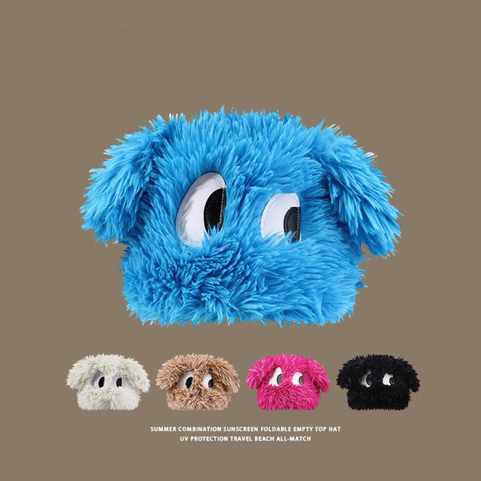 Wholesale Cute Funny Puppy Hat Women's Eyes Long Ears Thickened Pullover Hat Autumn and Winter Warm Plush
