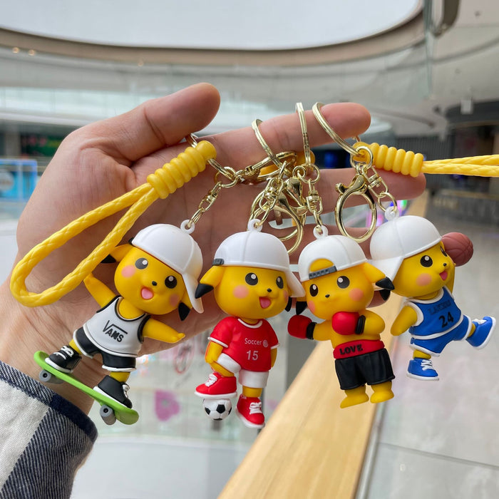 Wholesale Cartoon football skateboard keychain, cute car pendant, three-dimensional doll, exquisite bag decoration