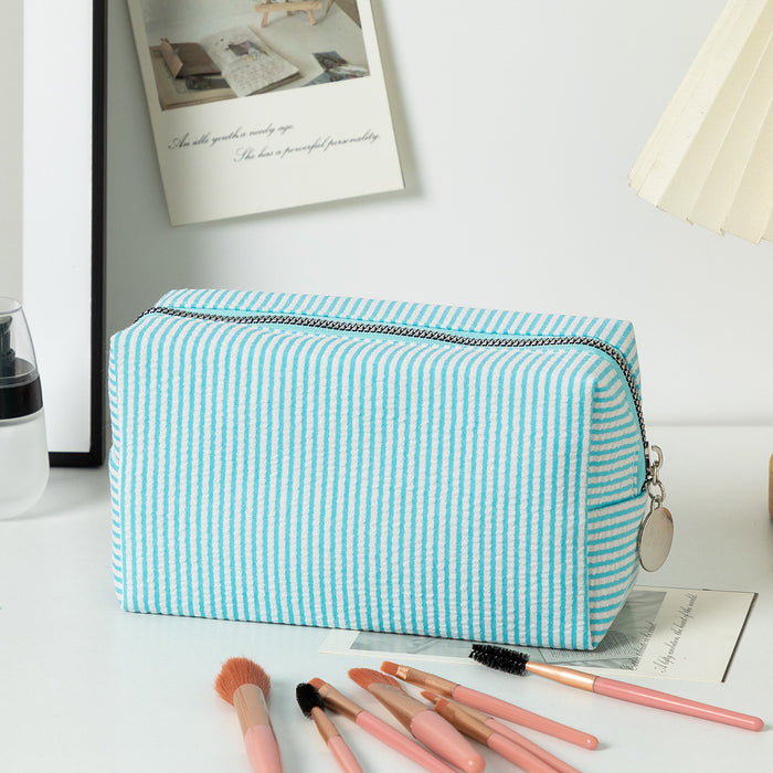 Wholesale Solid Color Clutch Seersucker Large-Capacity Toiletry Cosmetic Bag