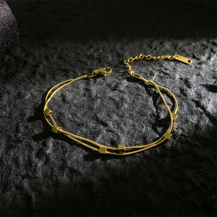 Wholesale simple small square double-layer bracelet trendy temperament bracelet