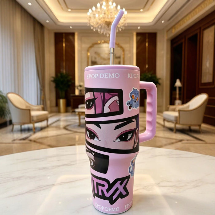 Wholesale Cartoon Straw Cup with Handle 304 Stainless Steel Insulated Tumbler