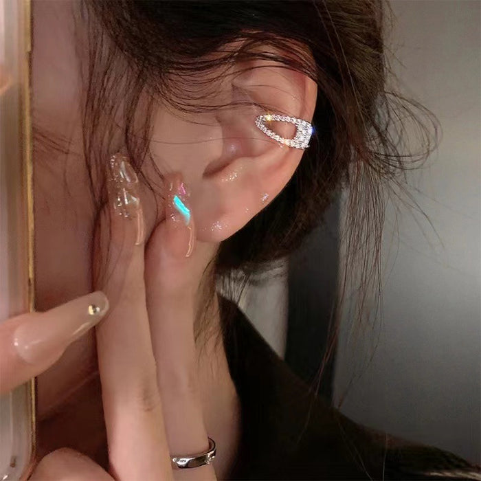Wholesale Ear bone clip without ear hole, ear clip full of diamonds, high-end and niche design, earrings and earrings