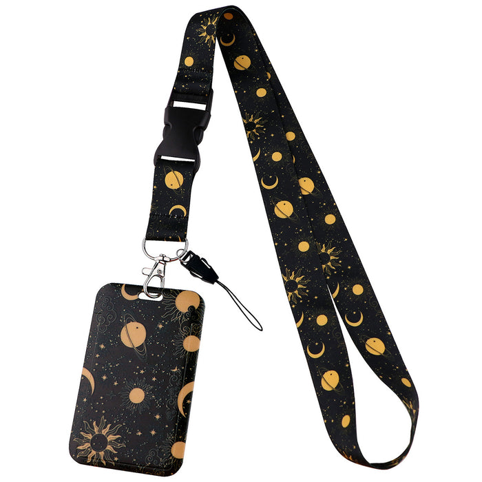 Wholesale Moon-shaped buckle phone lanyard Keychain  with cute card holder