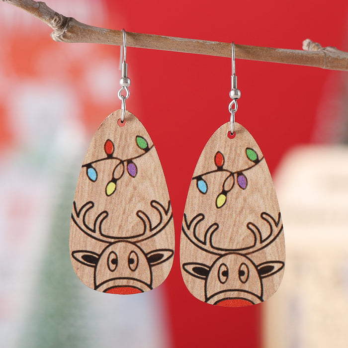 Wholesale Christmas Winter Elk Geometric Pendant Earrings