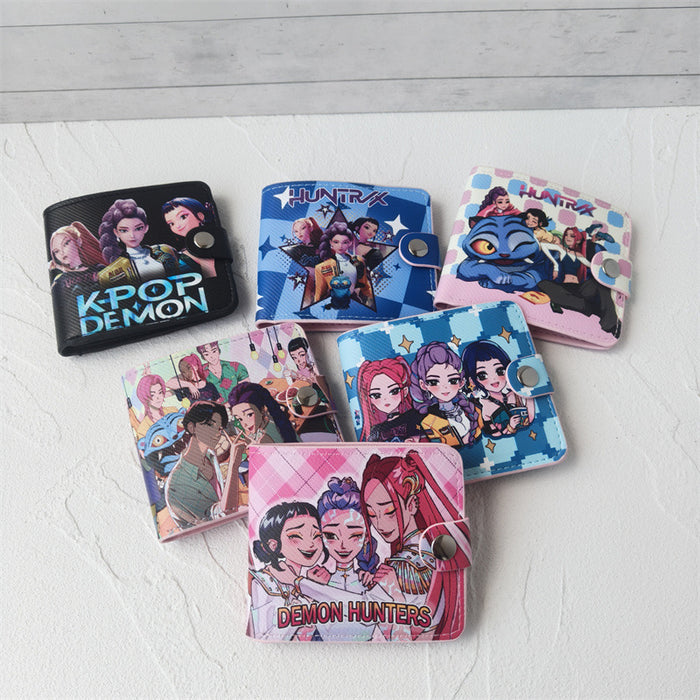 Wholesale K-POP Short PU Bi-fold Snap Wallet