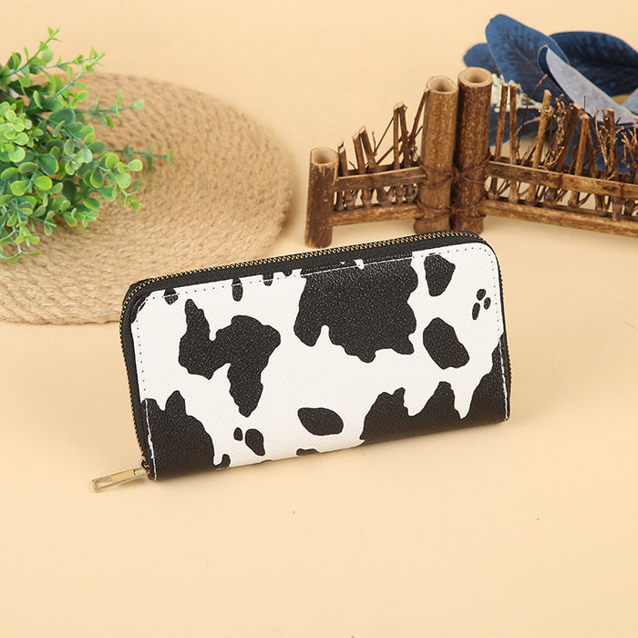 Wholesale Stylish Print PU Long Wallet Fashion Zip Around Clutch Trendy Everyday Handbag MOQ≥3