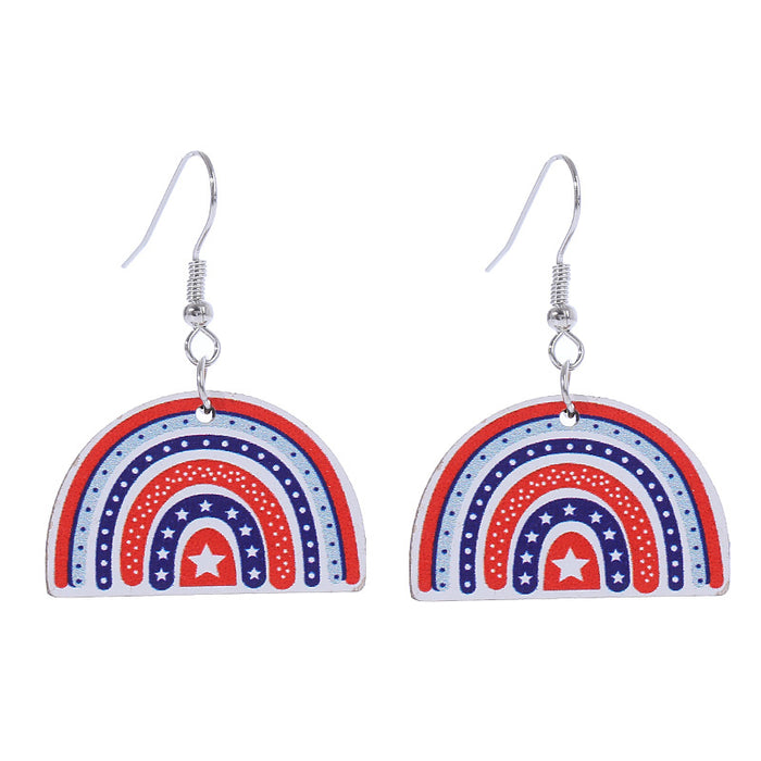 Wholesale American Independence Day Wooden Print Earrings JDC-ES-ChouTteng015