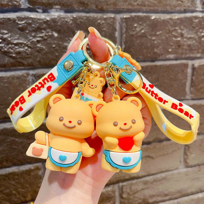 Wholesale   Bear Keychain Cute Silicone  Bear Pendant Cartoon Bag Hanging