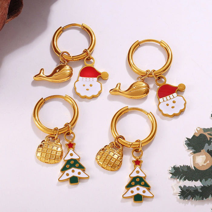 Wholesale Christmas Collection Gingerbread Man Pendant Earrings Stainless Steel