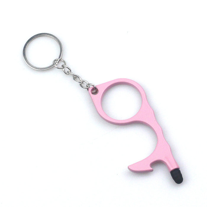 Wholesale Non-contact Door Opening Anti-contact Door Opening Metal Keychain JDC-KC-TouMS079