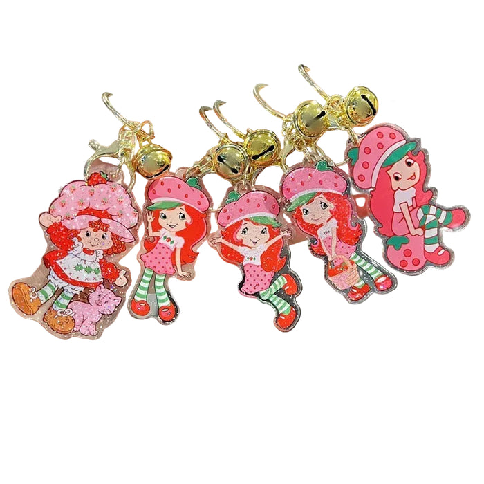 Wholesale 5 PCS Cute pink acrylic keychain with fine shimmer