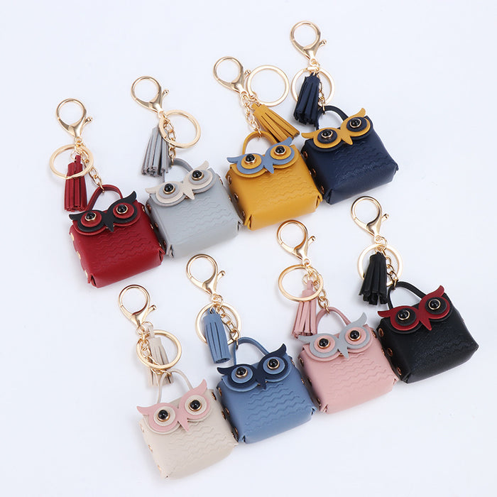 Wholesale Owl Keychain Mini Bag Cartoon Multicolor Coin Purse Rivet Owl Small Bag Gift Pendant