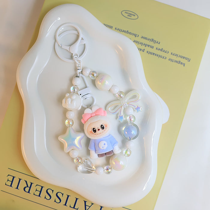 Wholesale Flocking Variable  Keychain Doll Pendant Cute Silicone Cute Blind Box Bag Bead Chain Pendant Accessories