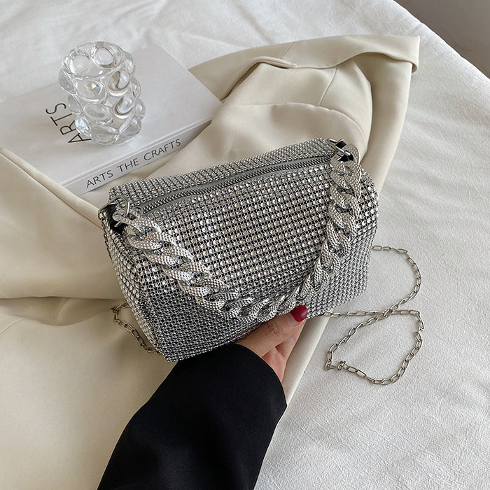 Wholesale Bright Diamond Cylinder Bag Full Diamond Shoulder Crossbody Bag JDC-SD-MingShuo002