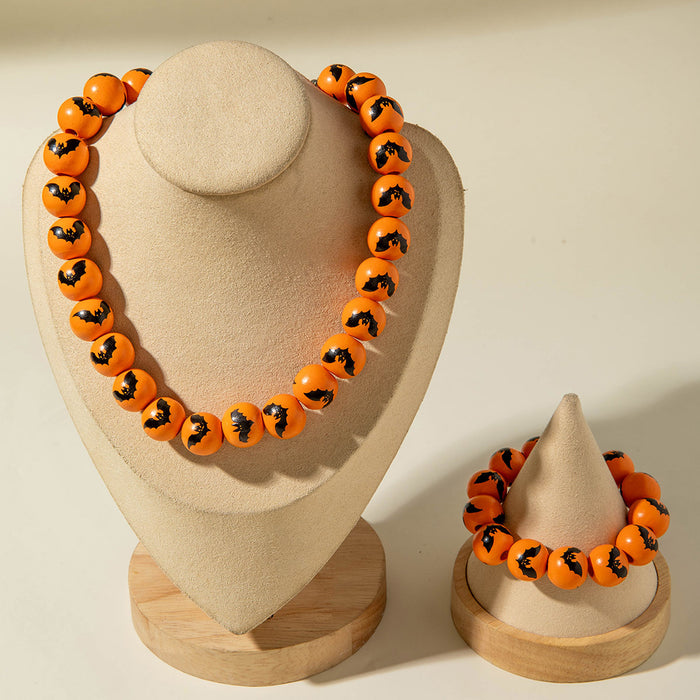 Wholesale Wood Beaded Bracelet Set  Retro Pumpkin Design Handmade Jewelry Accessory MOQ≥5