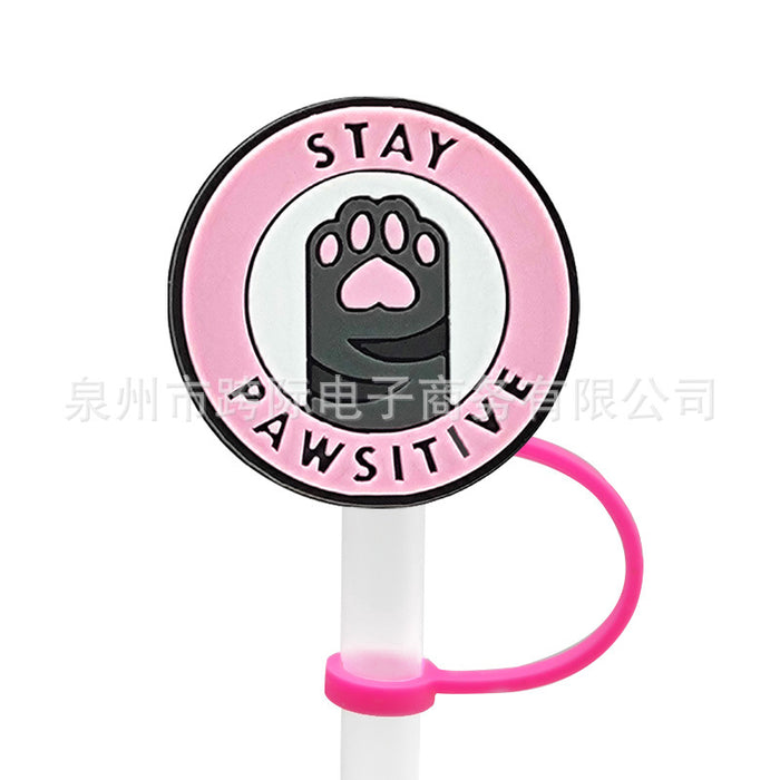 Wholesale New Cat Animal Straw Cover 10MM Straw Cap Silicone Dust Stopper Cute Anime Party Straw Decoration