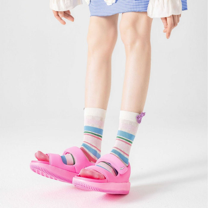 Wholesale Boneless socks for children, mid tube socks, cotton pile socks, white boneless color blocked socks for children