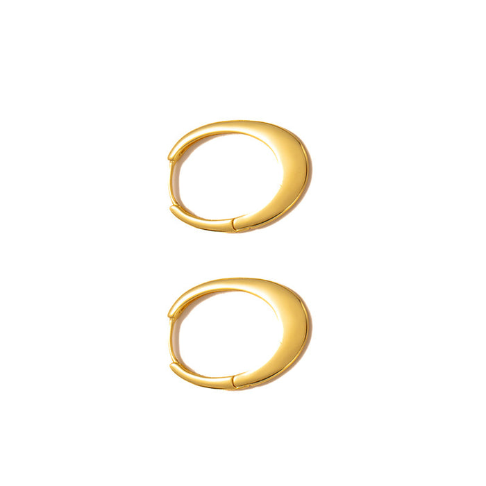 Wholesale Simple, fashionable, light luxury, high-end, geometric oval ear buckle, plain ring, exquisite and versatile commuting style