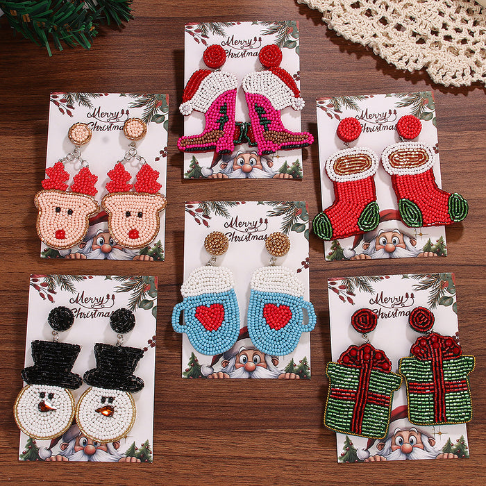 Wholesale Christmas Series Deer Boots Earrings