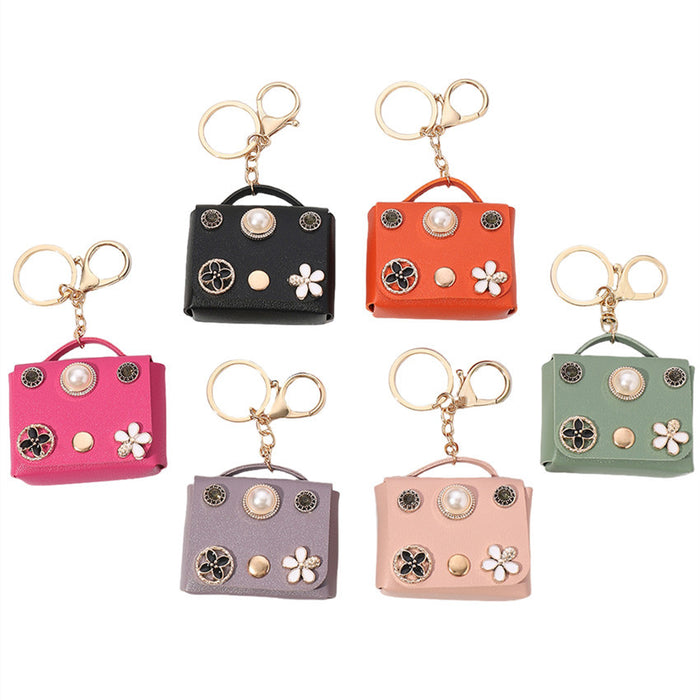 Wholesale PU Cartoon Inlaid Pearl Coin Purse Keychain JDC-KC-RongRui001