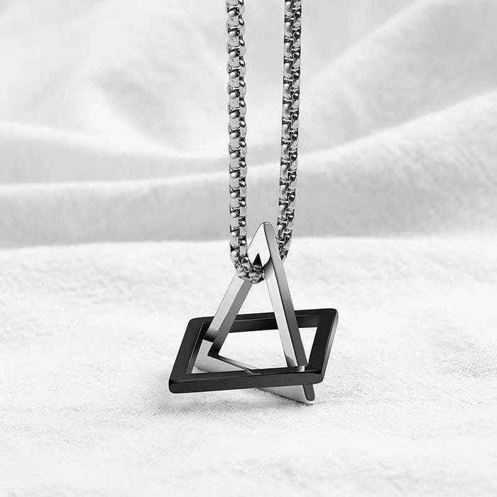 Wholesale Geometric Triangle Necklace Titanium Steel Sweater Chain Accessories