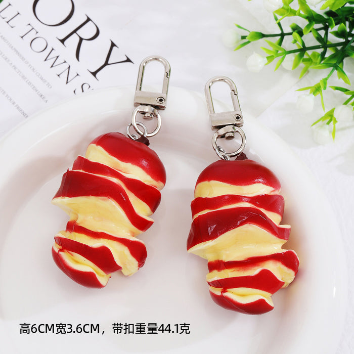 Wholesale Cartoon Cream Strawberry Slice Keychain PVC Food Decor Pendant Bag Charm MOQ≥2