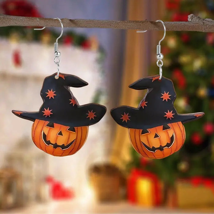 Wholesale Acrylic Black Cat Pumpkin Halloween Earrings JDC-ES-WenT025