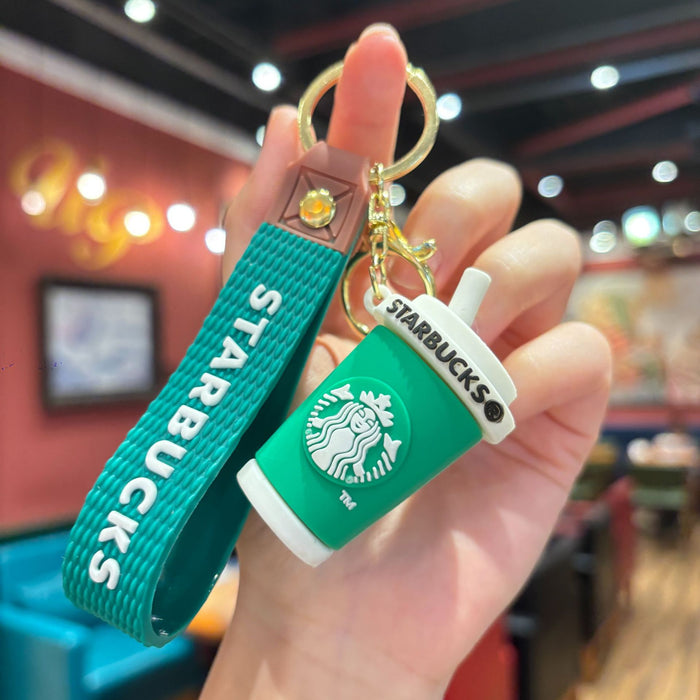 Wholesale Cup keychain cartoon exquisite car keychain milk tea cup student bag pendant