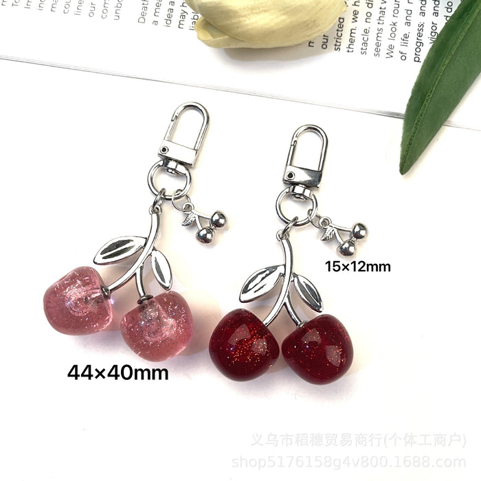 Wholesale Zinc Alloy Cherry Keychain Pendant Cute Simulated Fruit Design MOQ≥10