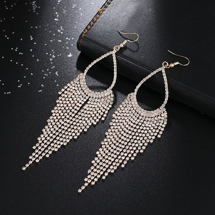 Wholesale Tassel Water Diamond Claw Chain Full Diamond Earrings