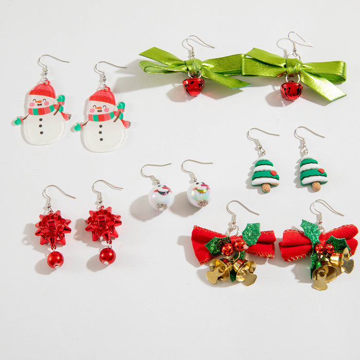 Wholesale Alloy Christmas Earrings Set with Bells and Snowman Design MOQ≥2