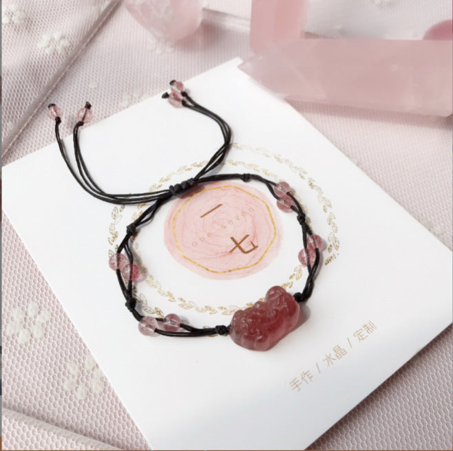 Wholesale Natural Crystal Bracelet Women's Red Hand Rope Weaving Gift