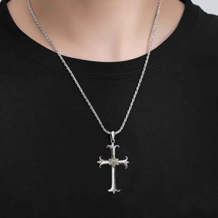Wholesale Cross pendant, fashionable and personalized hip-hop retro necklace
