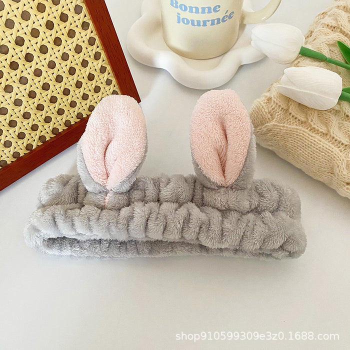 Wholesale Cute Rabbit Ear Headband for Women Face Wash and Beauty Headband Hair Accessories Flannel Headwear Factory