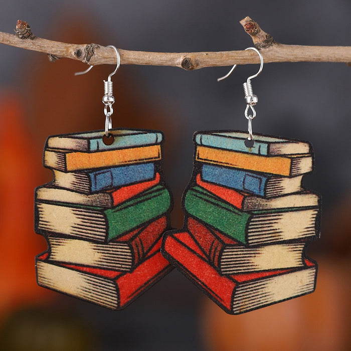 Wholesale Acrylic Heart Book Earrings Trendy Fashion Accessory Graduation Gift