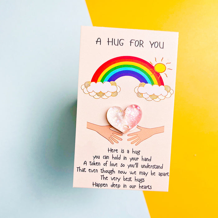 Wholesale Rainbow Gradient Heart Resin Pocket Decorations Hug Card