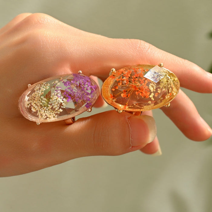 Wholesale Niche retro eternal flower ring, time resin dried flower creative DIY