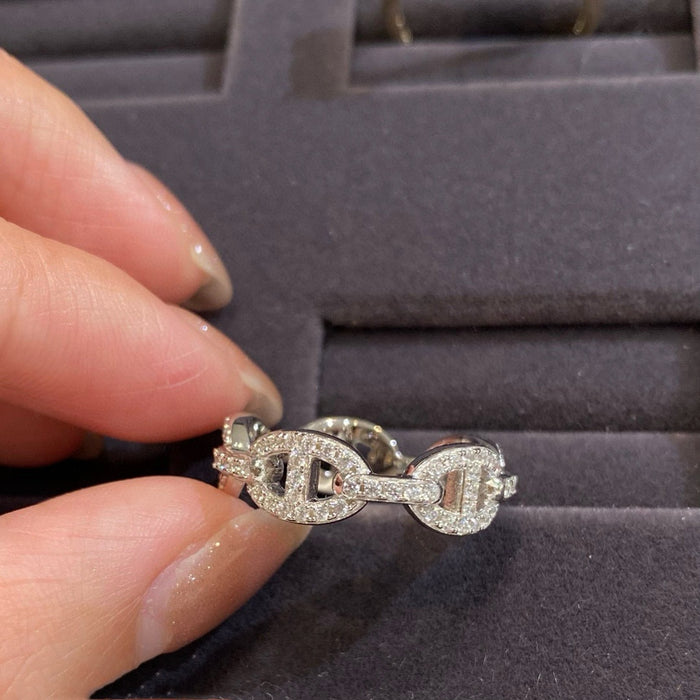 Wholesale Gold plated ring full of diamonds, personalized, niche, simple, versatile ring