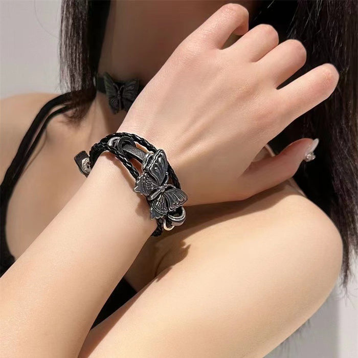 Wholesale Butterfly Multi Layered Leather Bracelet JDC-BT-YanH008