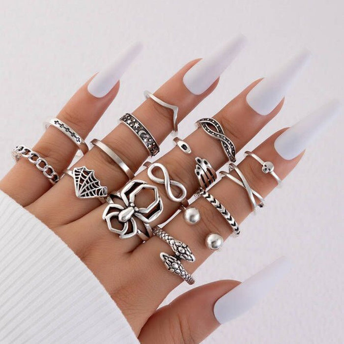 Wholesale Punk Style Skull Snake Ring Set Alloy Fashion Accessory MOQ≥2