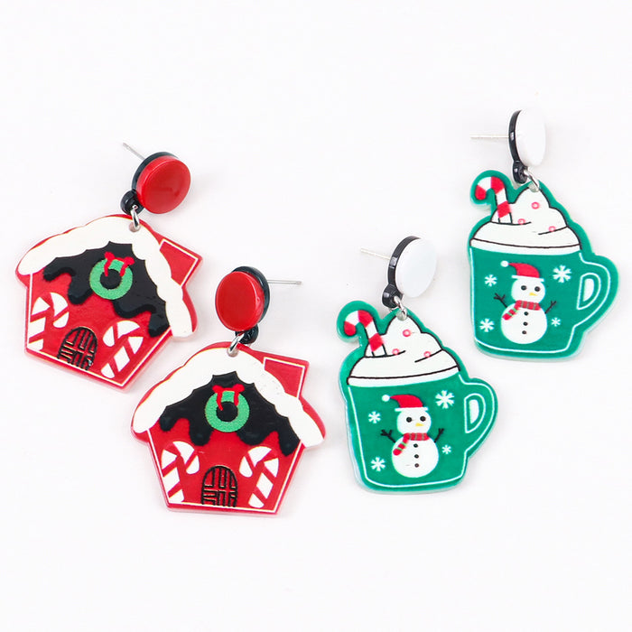 Wholesale Christmas Acrylic Snowman Color Matching Earrings JDC-ES-ChouD003