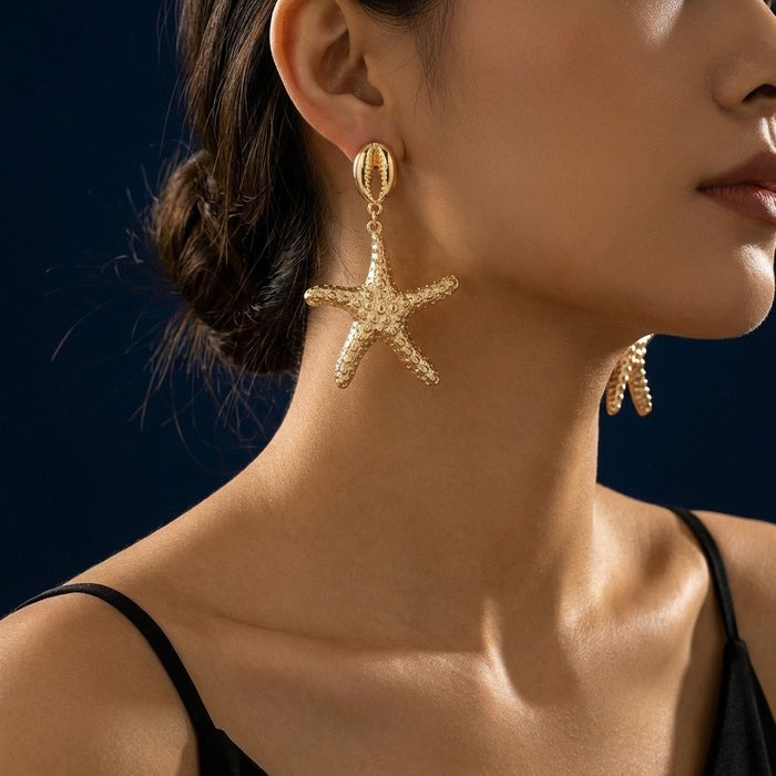 Wholesale Trendy Starfish Seashell Earrings Summer Beach Jewelry Accessory Gift