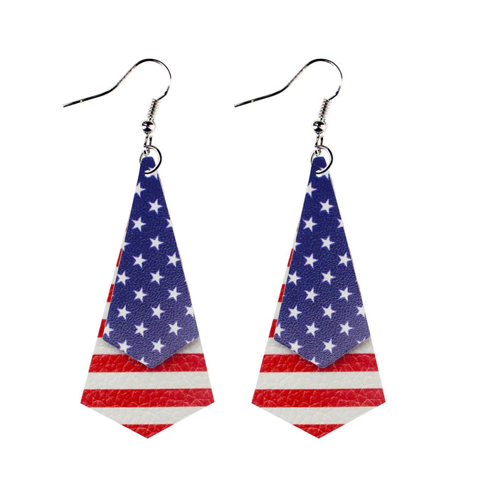 Wholesale Leather earrings with printed pentagram PU leather earrings and water droplet multi-layer earrings wholesale